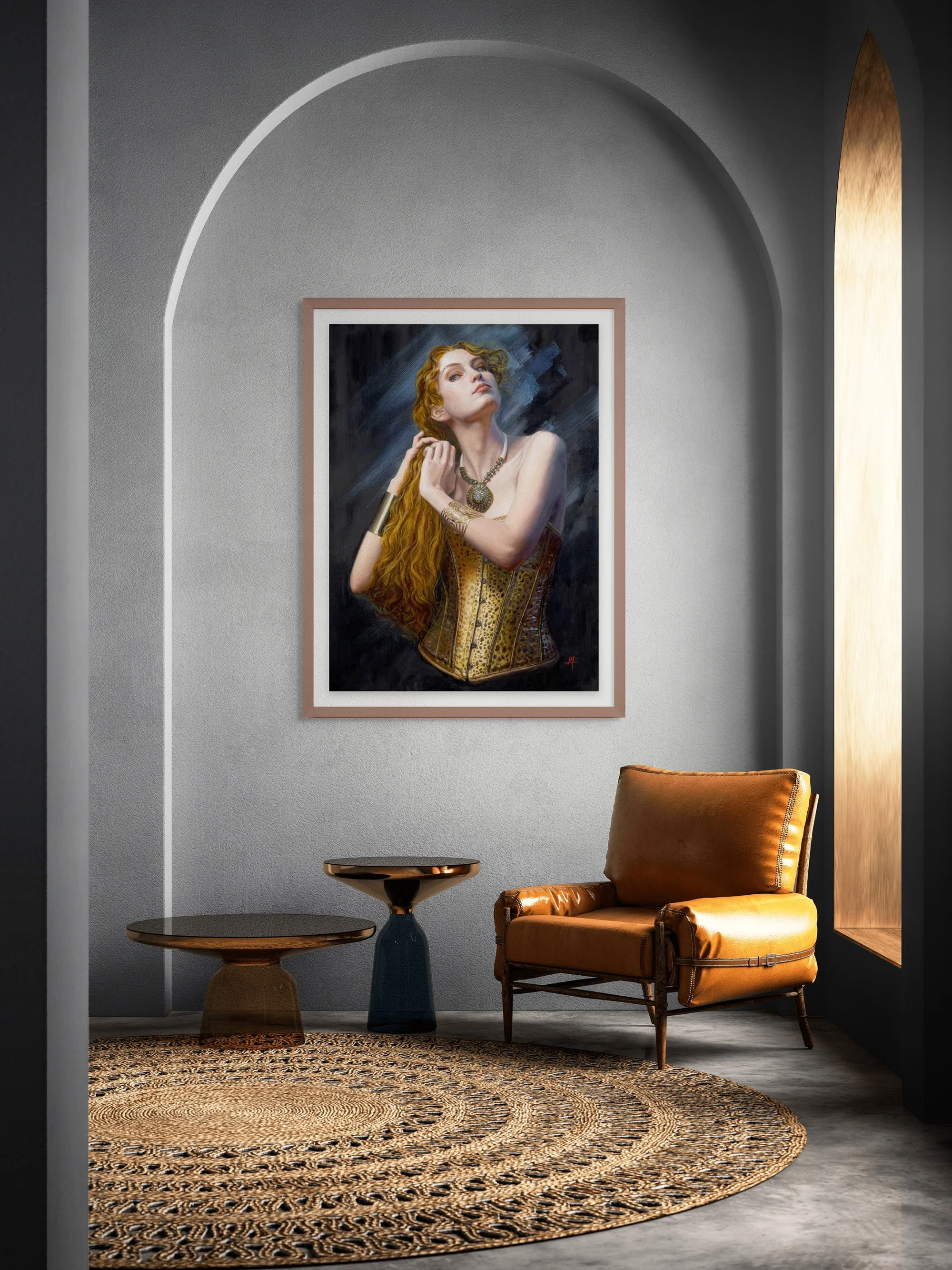 portrait of a beautiful young woman "Gilded Pleasure", Limited Edition Prints