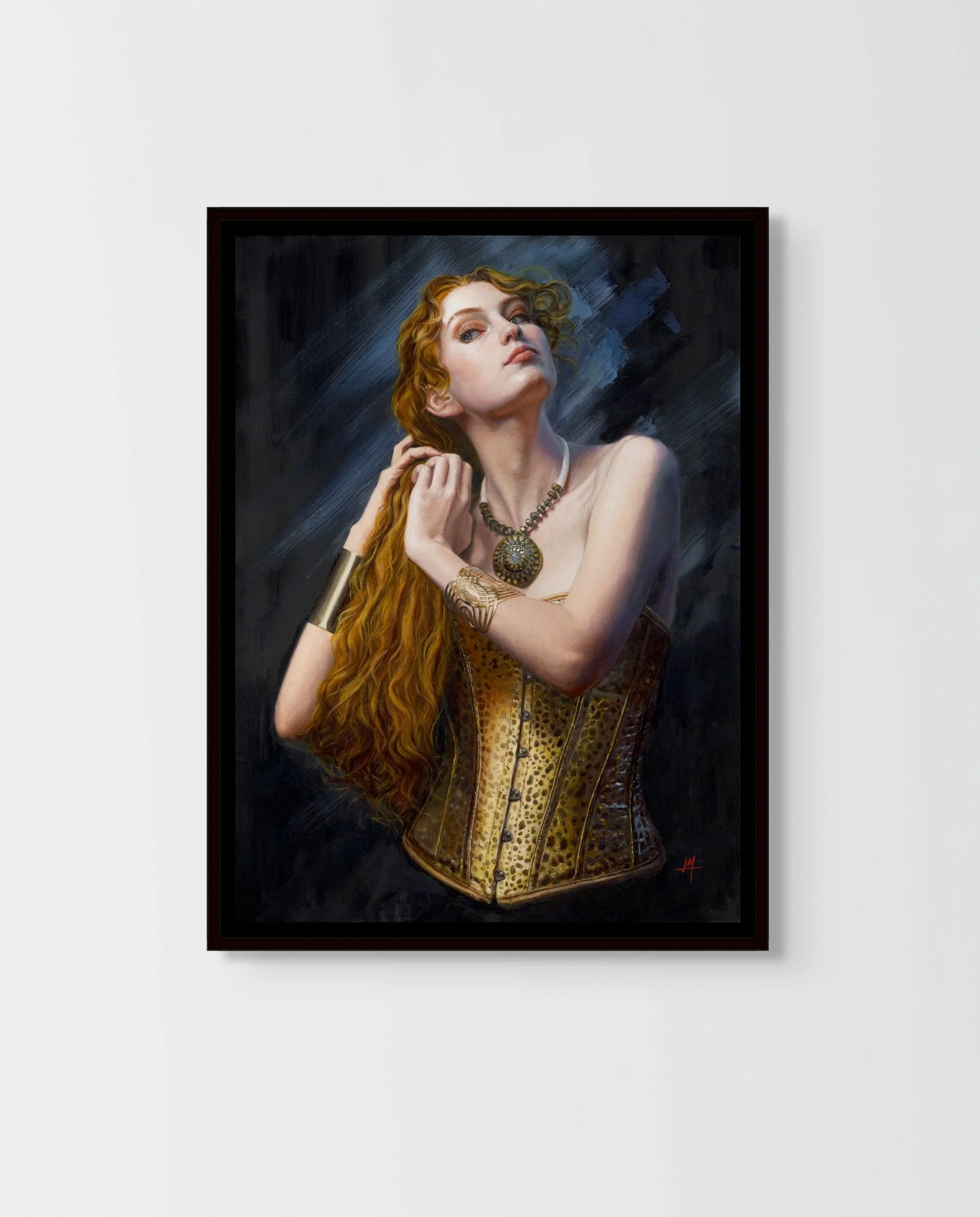 portrait of a beautiful young woman "Gilded Pleasure", original oil painting