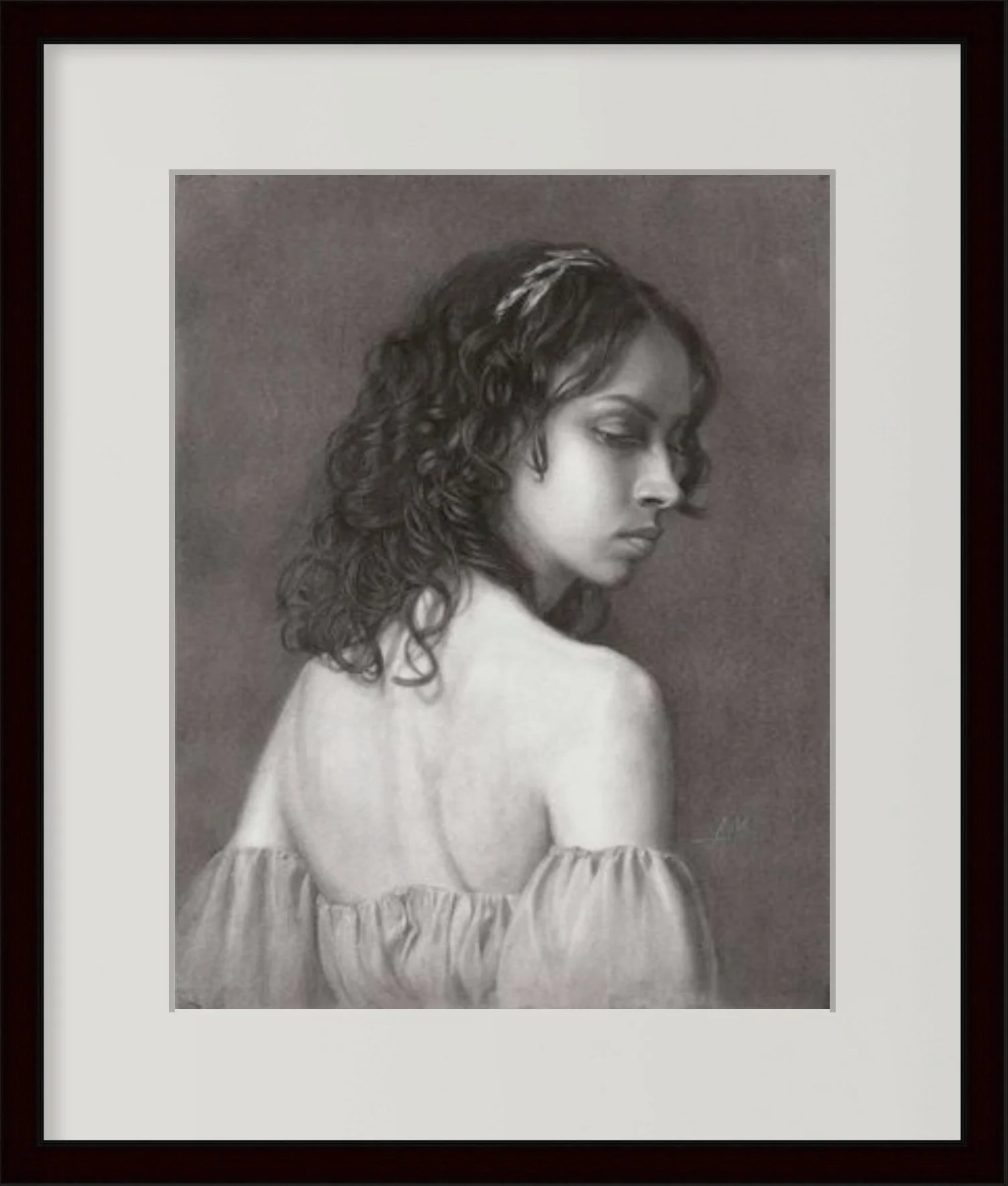 portrait of a beautiful young woman "Strength Unfurled", original drawing