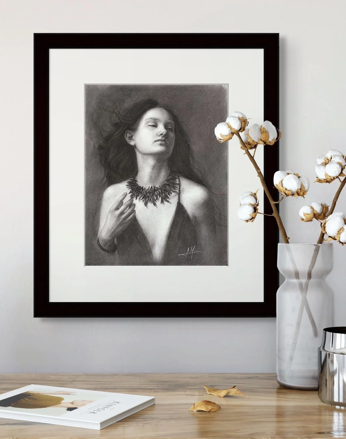 portrait of a beautiful young woman "Mystic", original drawing