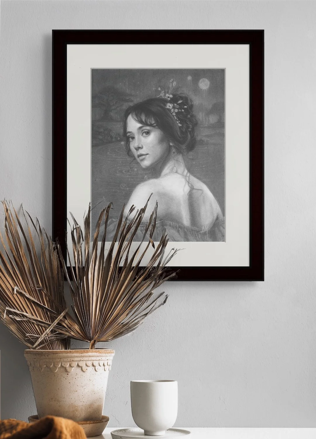 portrait of a beautiful young woman "Into the Unknown", original drawing