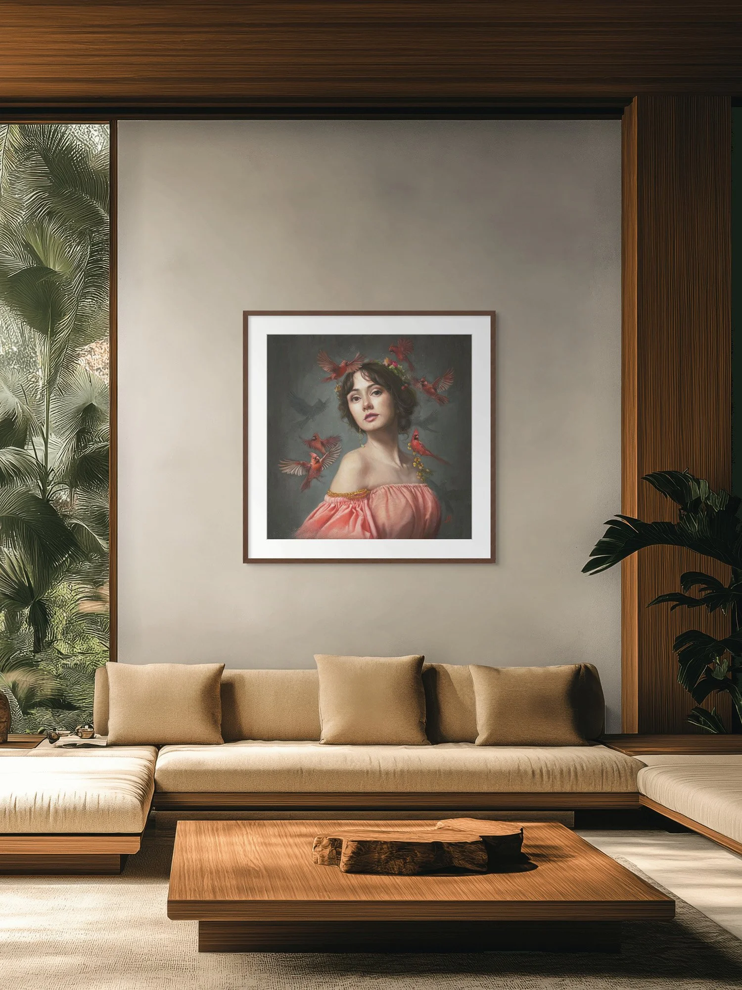 portrait of a beautiful young woman "Cardinal Song", Limited Edition Prints