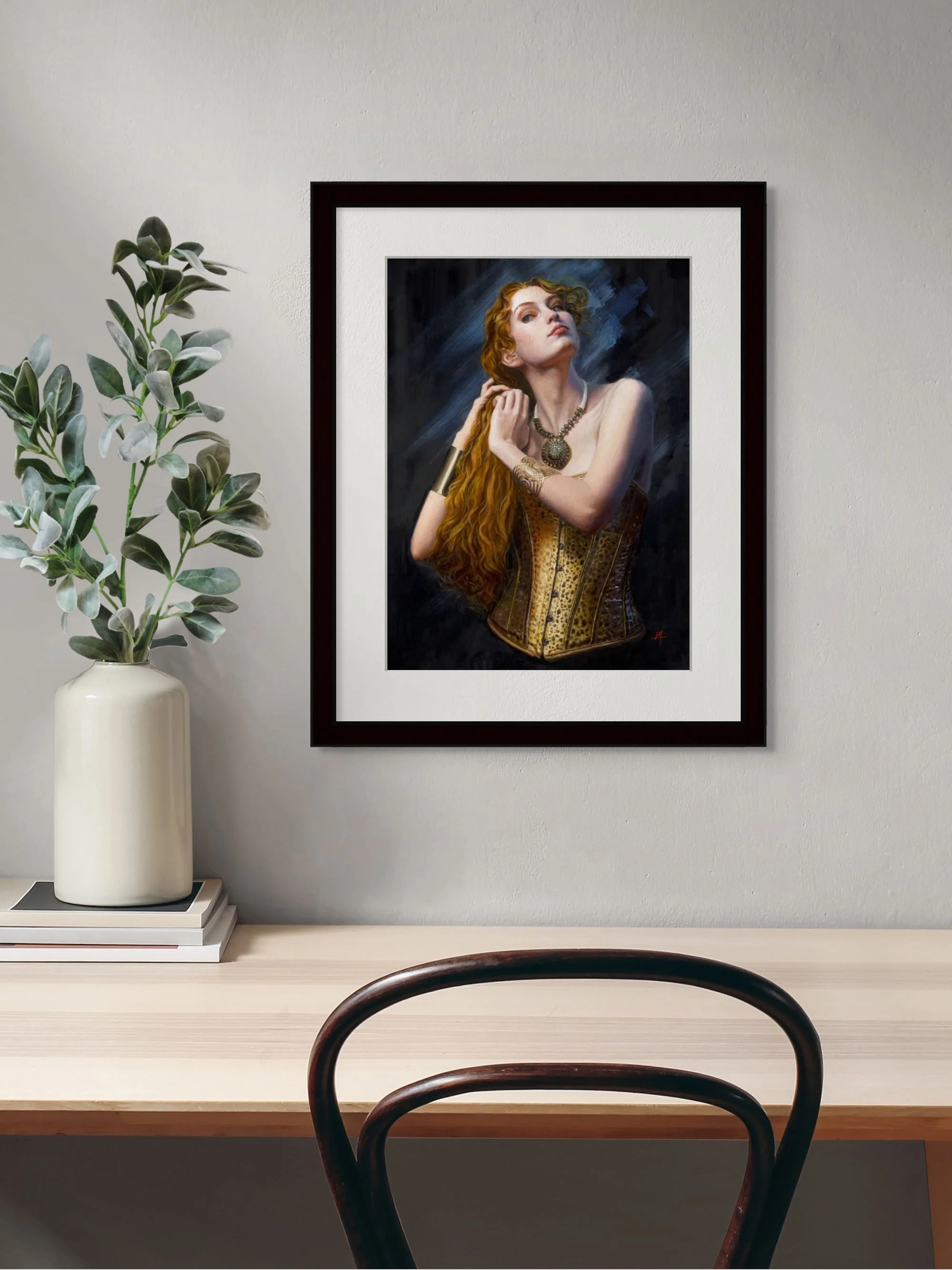 portrait of a beautiful young woman "Gilded Pleasure", Limited Edition Prints