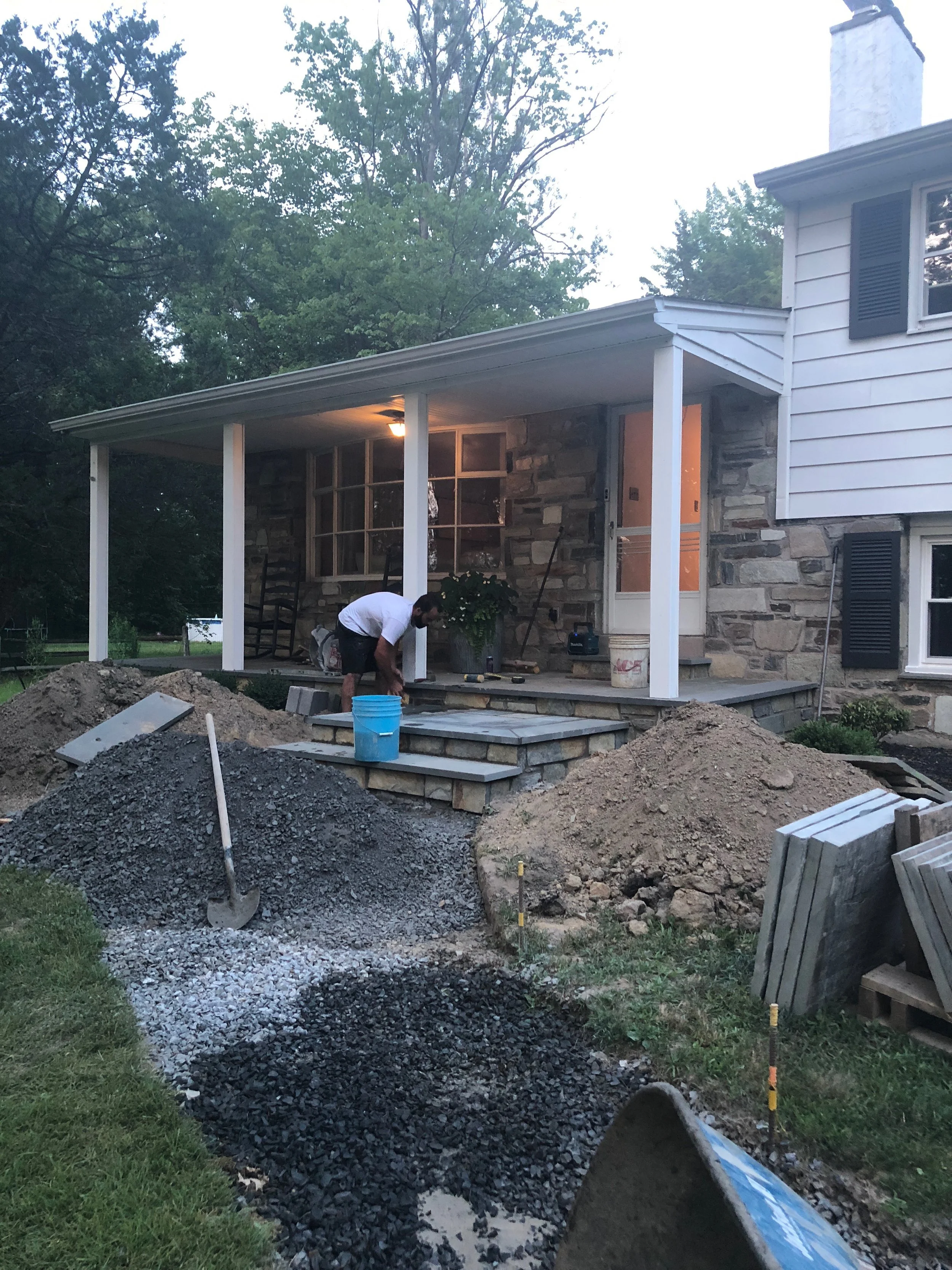 Landing complete! Now it was time to finish prepping the walkway and then lay the bluestone.
