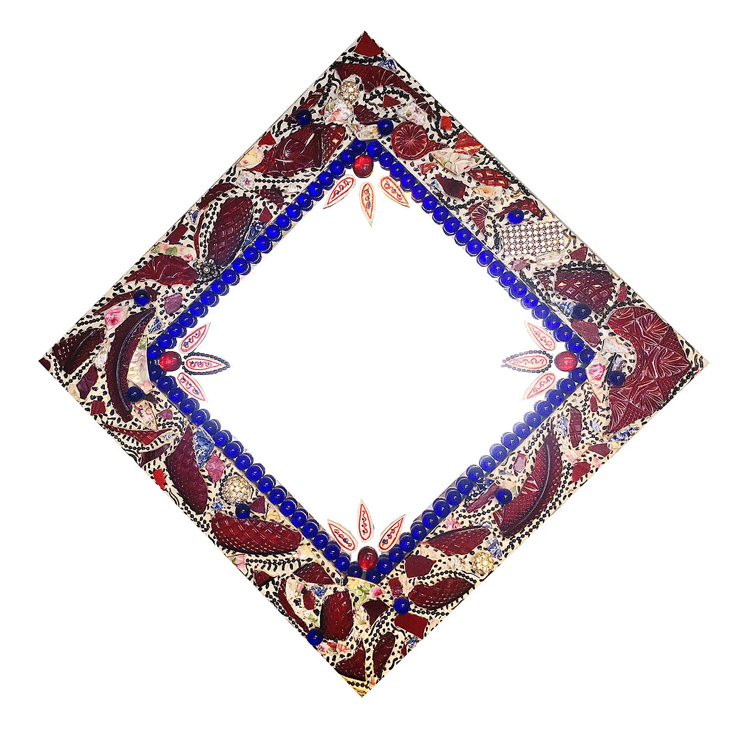 Red Vintage Glass Mirror