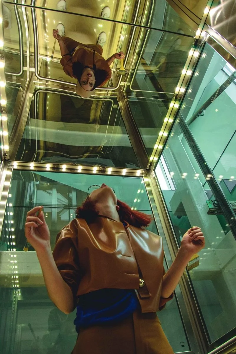 woman in elevator practicing Exposure-and-Response-Prevention-ERP-Therapy
