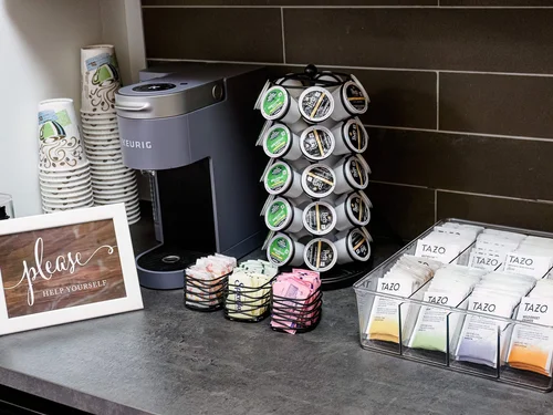 Coffee and tea station for clients at our Hoboken, NJ therapy office