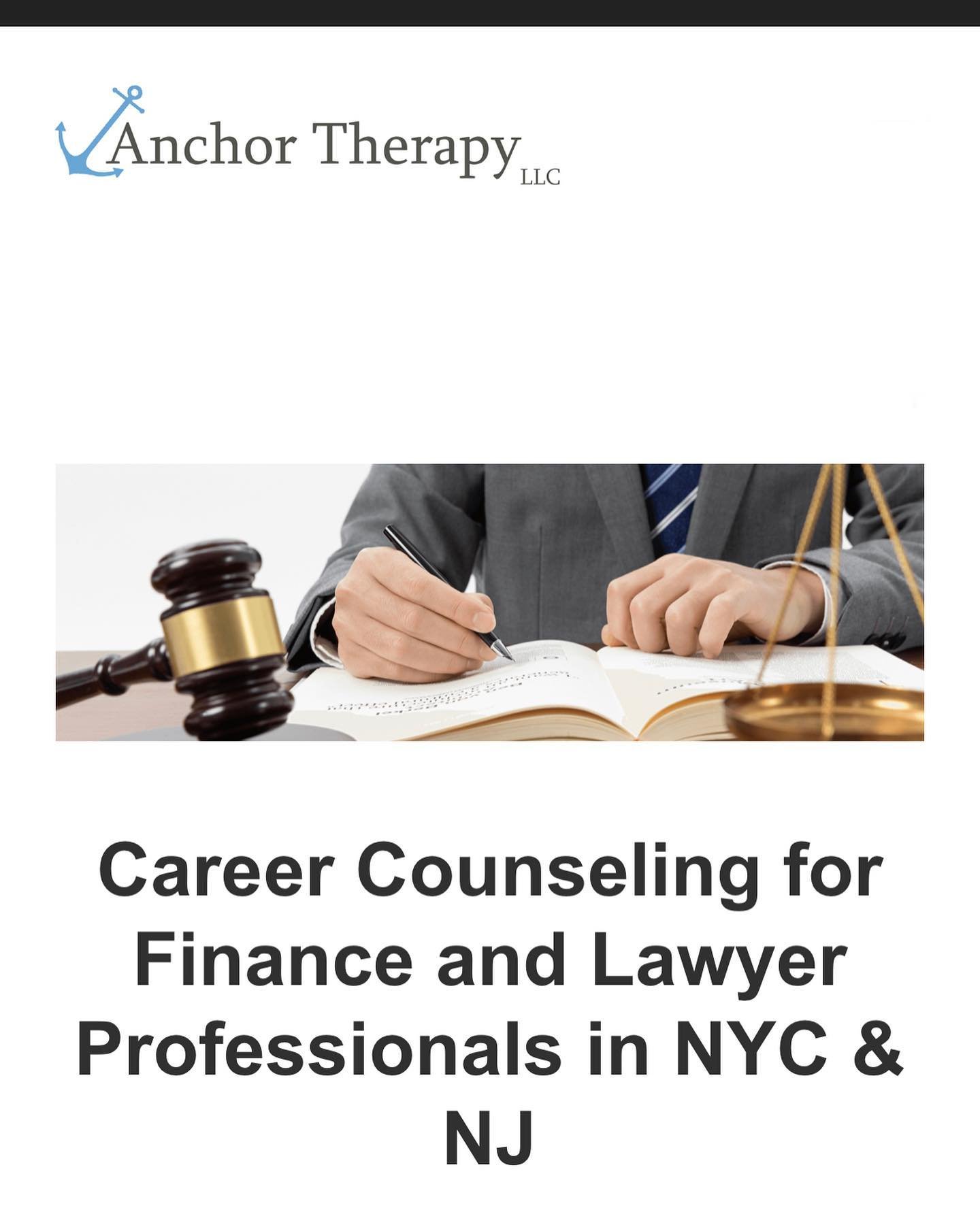 At Anchor Therapy, we offer career counseling tailored towards finance professionals and lawyers. It&rsquo;s crucial for a career therapist to understand your specific issues as a financier or lawyer for several reasons:

⚓Industry Knowledge: A caree