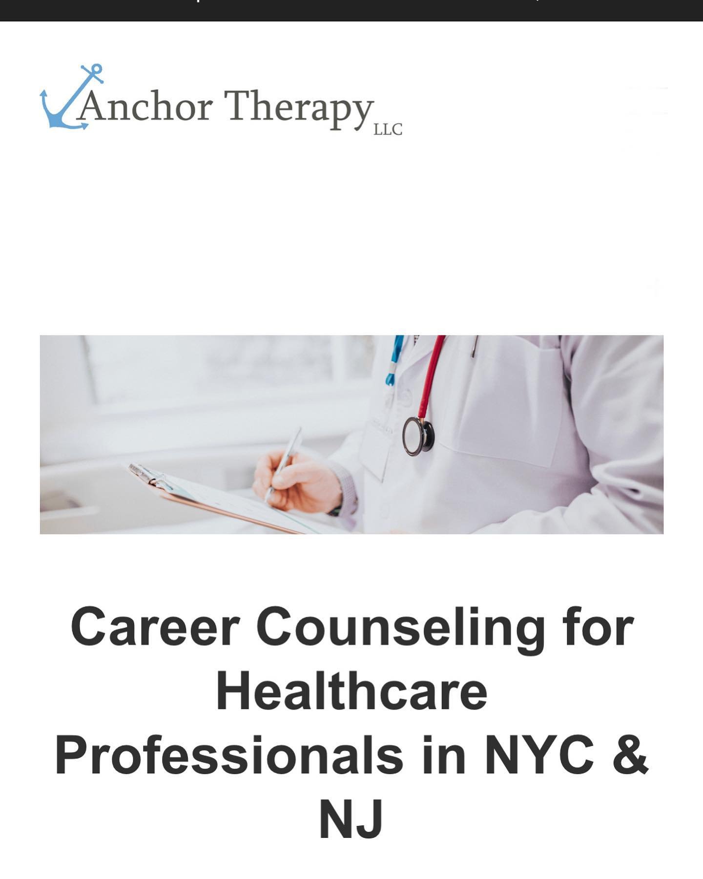 At Anchor Therapy, we offer career counseling for healthcare professionals. Career counseling for healthcare professionals, especially those in mental health fields, encompasses several key components to support their professional growth and well-bei