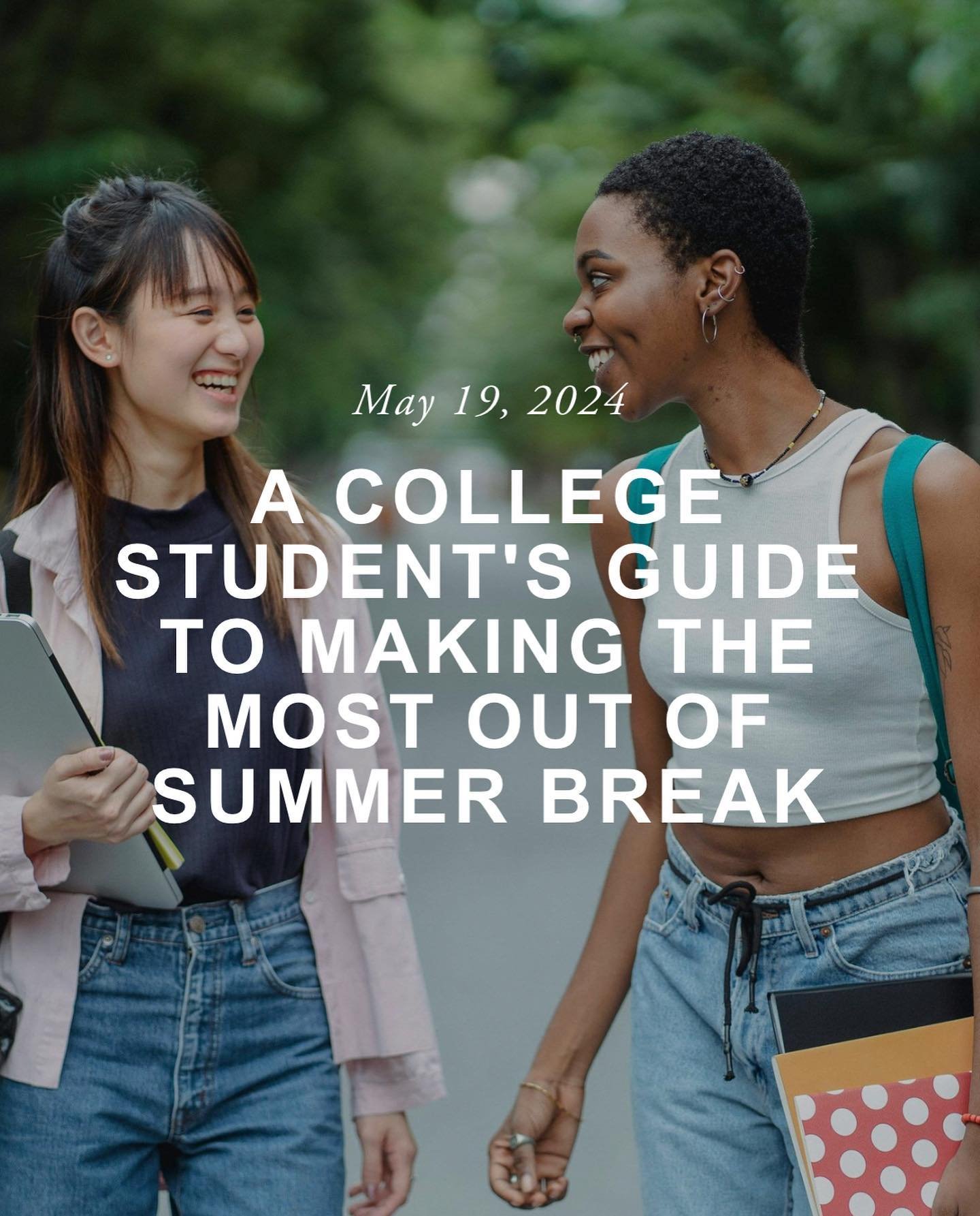 Check out this blog by our psychotherapist Rebecca Bischoff, LCSW if you&rsquo;re a college student getting ready for summer break!

&ldquo;Summer break time! Finally the semester has come to a close and you can breathe after the immense amount of wo