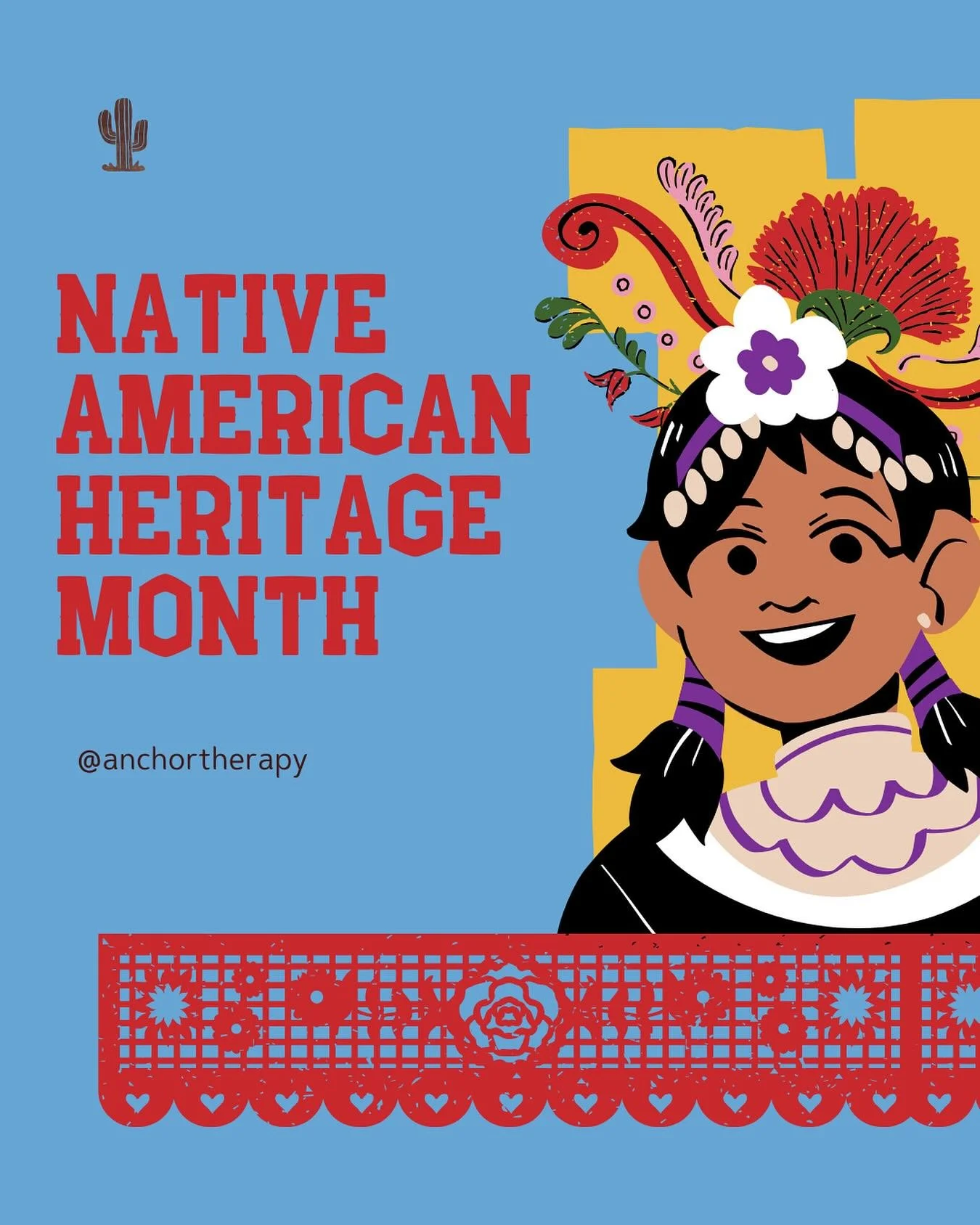 Honoring Native American Heritage Month 💙 This month, and every month, Anchor Therapy recognizes and celebrates the strength, wisdom, and resilience of Native American and Indigenous communities.