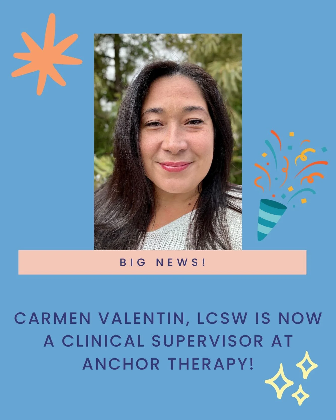 Big news at Anchor Therapy! ⚓️

We&rsquo;re excited to share that Carmen Valentin, LCSW, has stepped into the role of Clinical Supervisor. We&rsquo;re grateful for the guidance, expertise, and support she brings as she leads and supervises our clinic