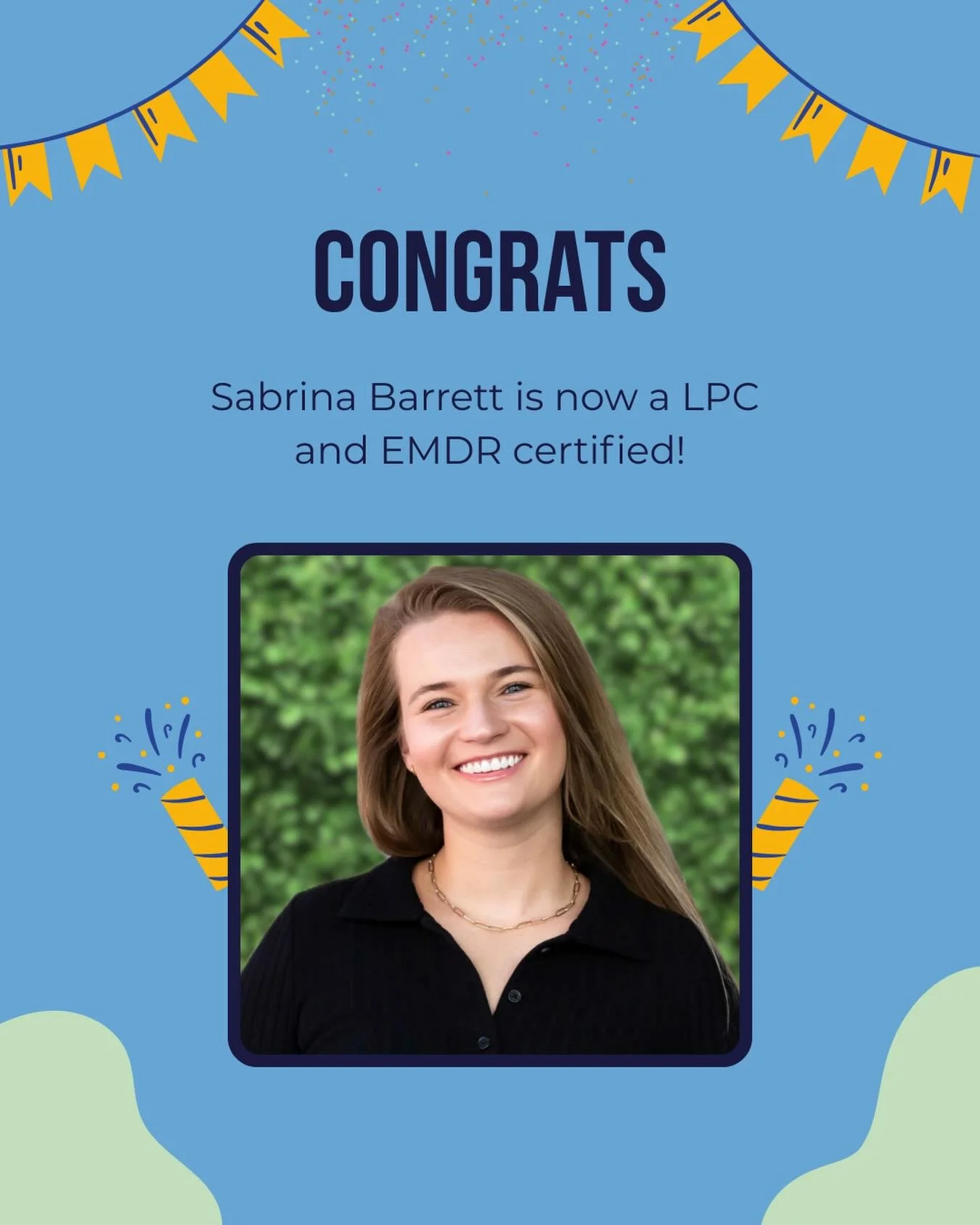 Huge congratulations to Sabrina Barrett on becoming a Licensed Professional Counselor (LPC) AND earning her EMDR certification! Your dedication to healing, growth, and supporting others is truly inspiring. The Anchor Therapy team is so proud of you! 