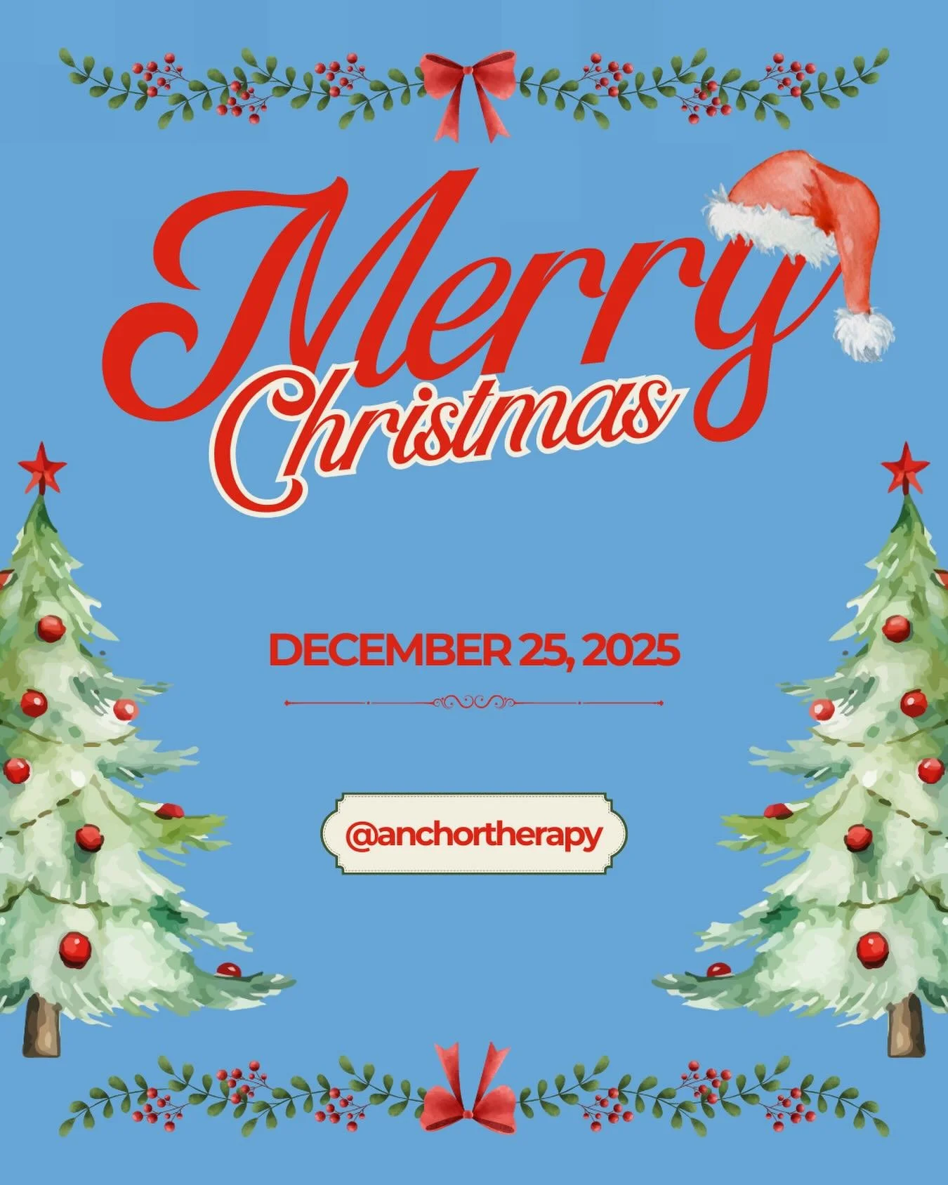 From all of us at Anchor Therapy, we wish you a Merry Christmas 🎄✨ May your holidays be filled with warmth, love, and moments of peace. Thank you for letting us be part of your journey! Here&rsquo;s to joy, gratitude, and hope in the season ahead ❤️