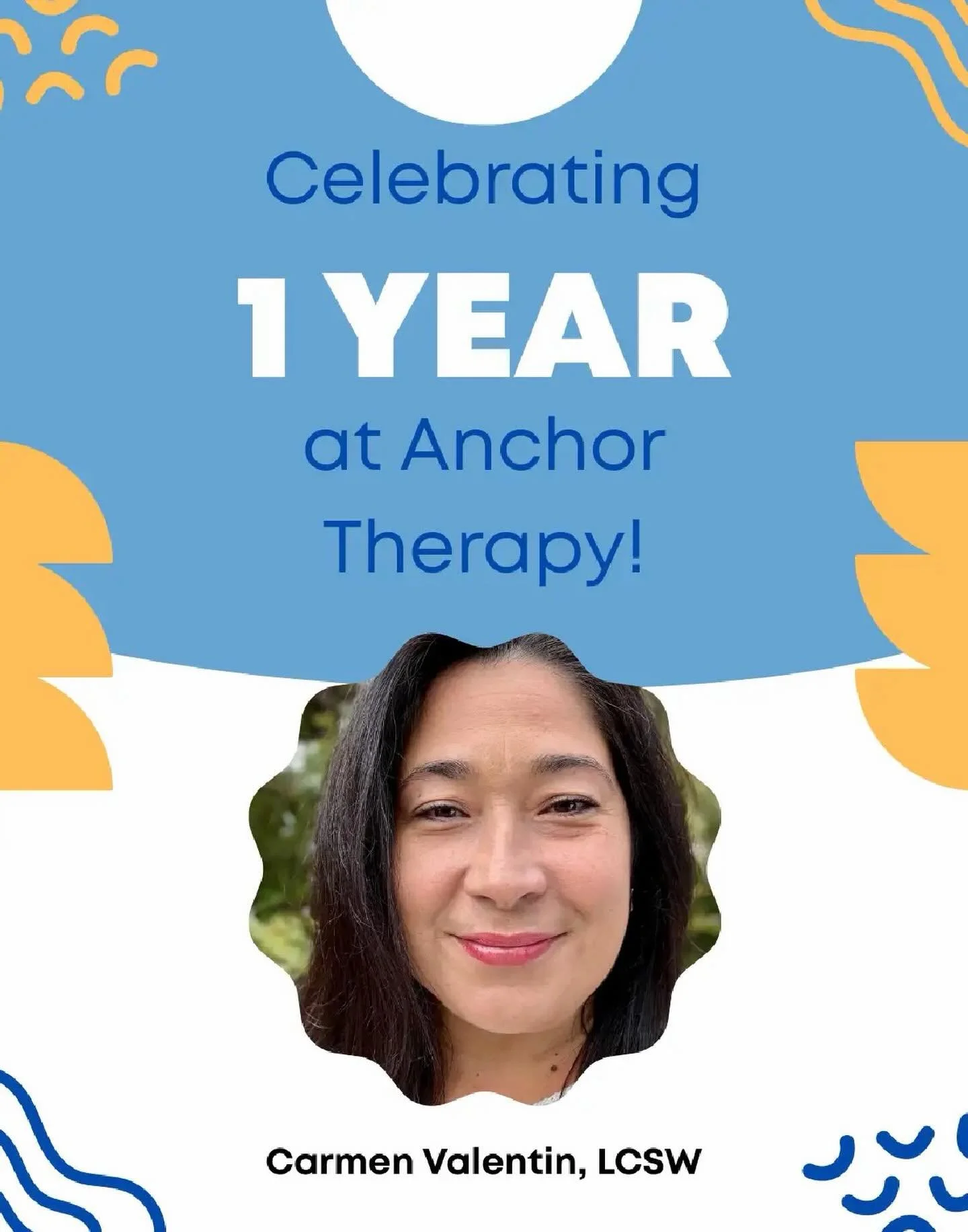 Happy 1-Year Work Anniversary to Carmen Valentin, LCSW! 🎉 Your dedication, compassion, and expertise make such a difference every single day. Here&rsquo;s to celebrating this milestone and the many lives you continue to impact. 💙