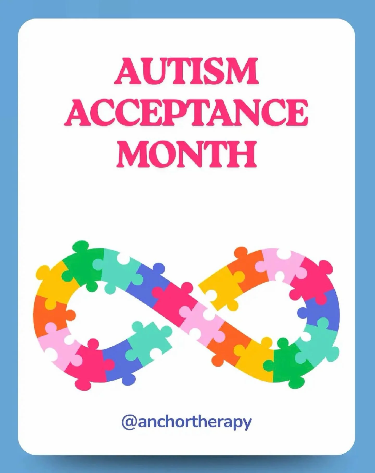 💙 April is Autism Acceptance Month 💙

At Anchor Therapy, we celebrate neurodiversity and honor the unique strengths, perspectives, and voices of autistic individuals. Acceptance is more than awareness, it&rsquo;s understanding, inclusion, and empow