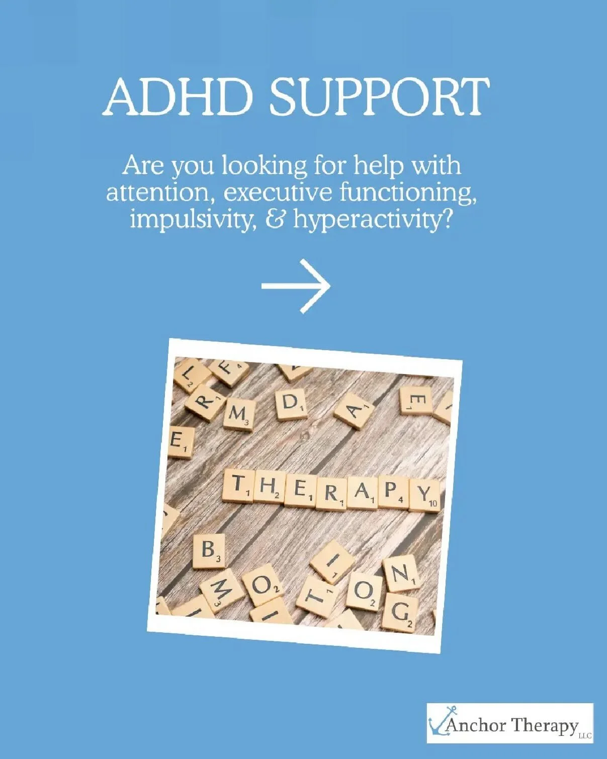 If you&rsquo;ve been searching for ADHD support&hellip; look no further. 💙

At Anchor Therapy, our therapists specialize in ADHD counseling and truly understand the challenges that come with it- whether it&rsquo;s staying focused, managing overwhelm