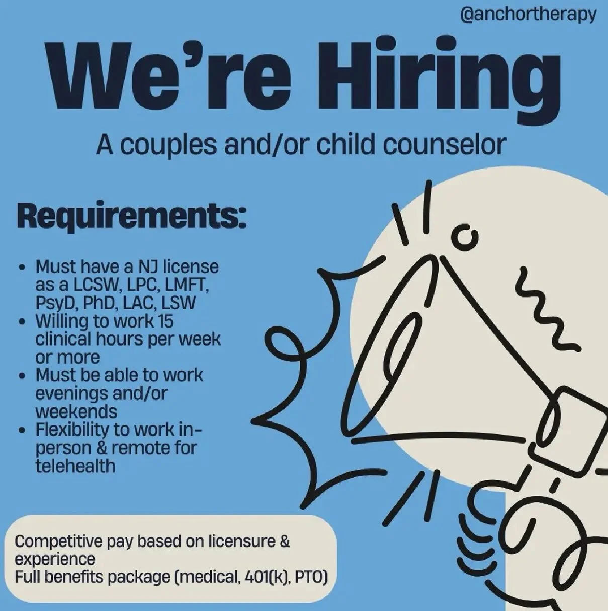 ✨ We&rsquo;re hiring a child and/or couples psychotherapist to join our team!

 As we continue to grow, we&rsquo;re looking for thoughtful, compassionate clinicians to join our New Jersey-based group practice. We welcome part-time and full-time LSW, 