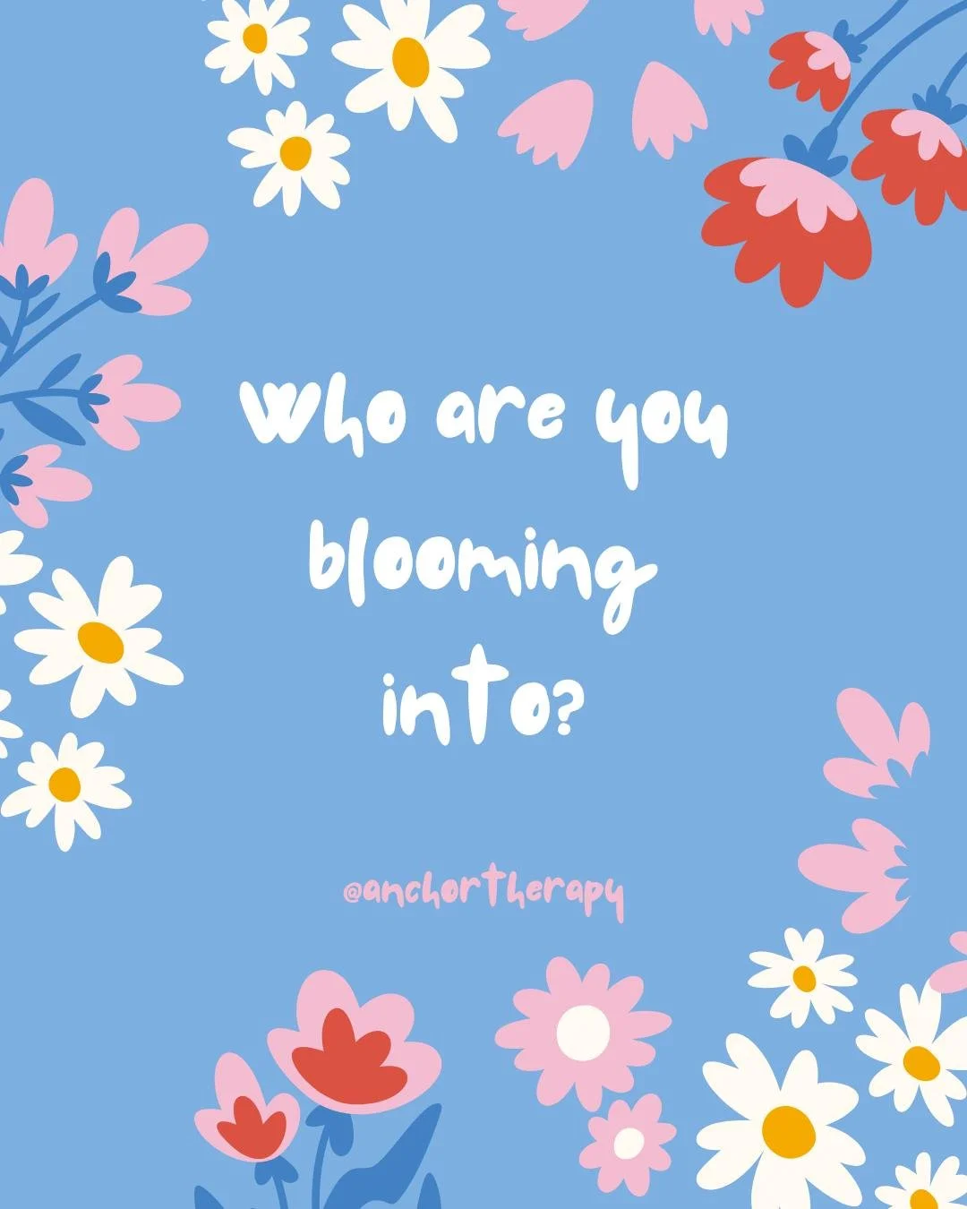 🌸 What are you blooming into? 🌸

Growth looks different for everyone. Maybe you&rsquo;re blooming into someone who:
✨ Prioritizes self-care
✨ Lives more in the moment
✨ Treats yourself with kindness
✨ Nurtures meaningful connections

Every bloom ta