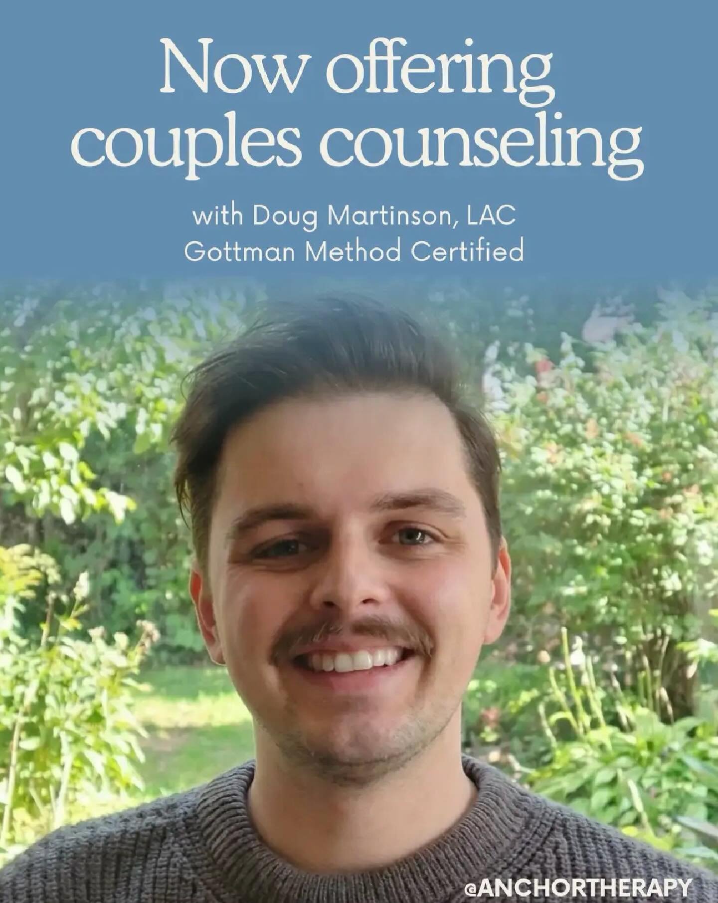 Rare in-person evening appointments just opened up for couples counseling in Hoboken!

Doug Martinson, LAC is certified in the Gottman Method at both Level 1 and Level 2. It&rsquo;s a research-based approach designed to help couples strengthen commun