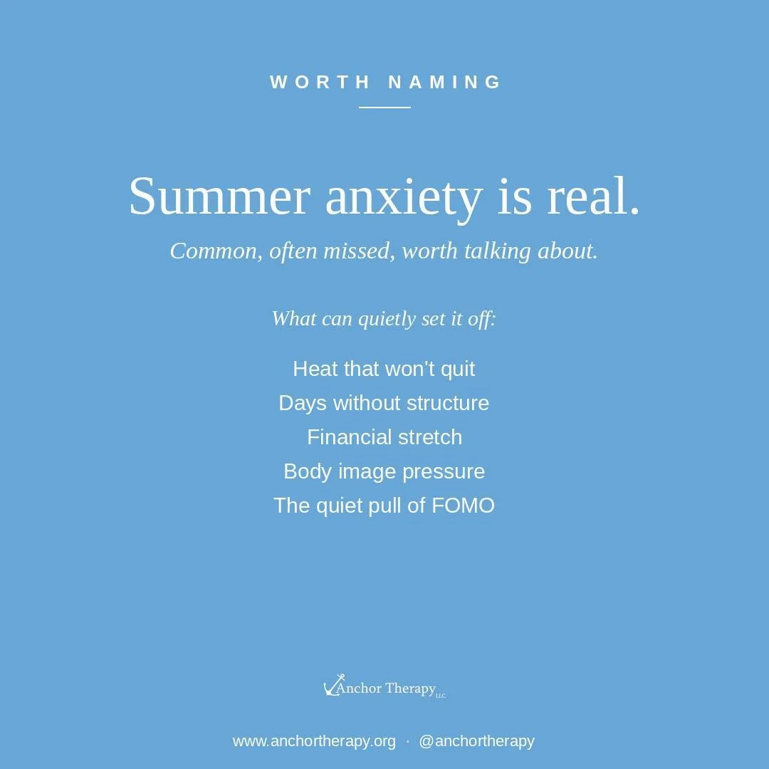 If summer feels harder than it "should," you're not the only one.

There's an unspoken expectation that summer arrives like a deep breath, slower, lighter, easier. For a lot of people it doesn't land that way. Summer anxiety is a real and o