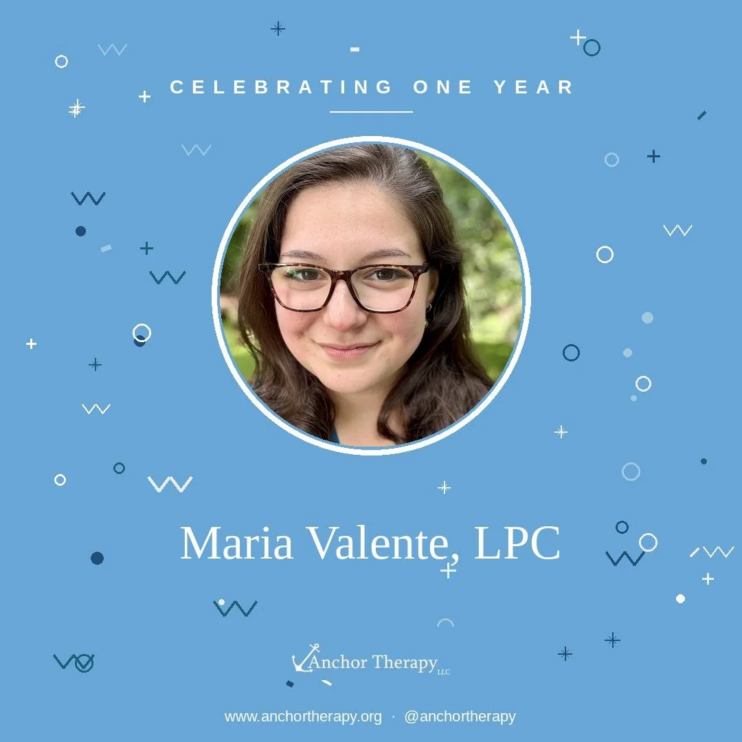 Celebrating one year of Maria Valente, LPC being part of the Anchor Therapy team! 🎉💙

Maria brings warmth, compassion, and grounded clinical care into every session and client interaction. Her ability to create a safe, supportive space for healing 