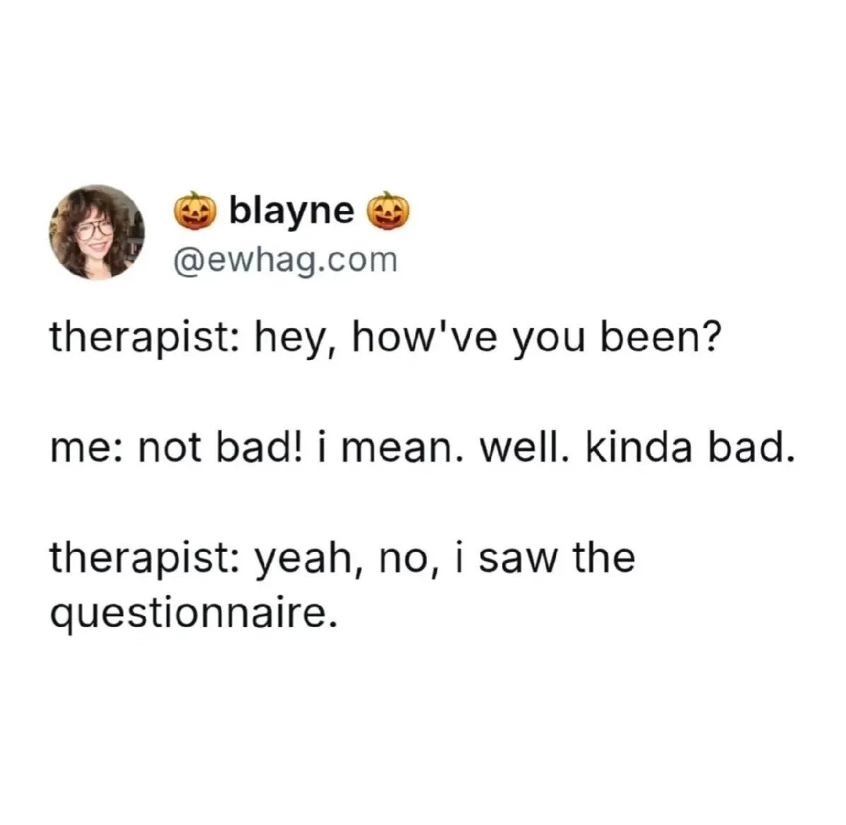 Therapist small talk vs. the intake questionnaire&hellip; we see you. There&rsquo;s no wrong way to answer &ldquo;how&rsquo;ve you been,&rdquo; even when your paperwork already spilled the tea. We&rsquo;ll meet you exactly where you are!
.
.
.
#Thera