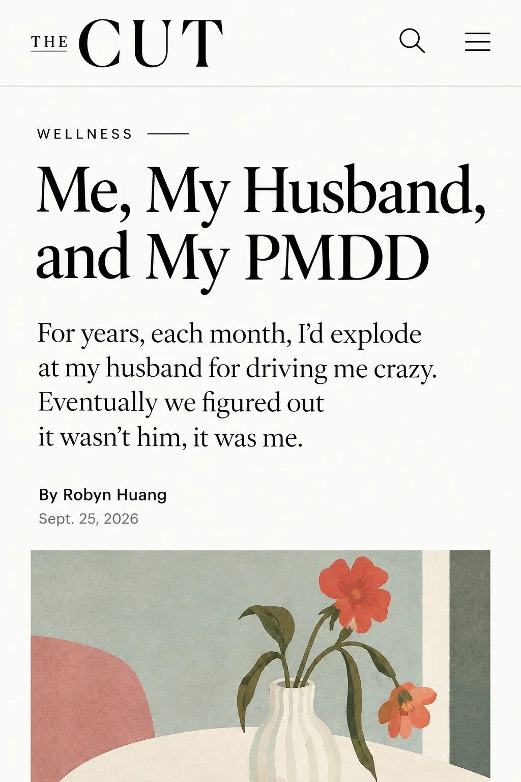 We're so proud to share that our owner and psychotherapist Courtney Glashow, LCSW was quoted in The Cut, a New York Magazine publication, in a piece on the ways PMDD can affect married couples' relationships. Click the link in our Story to read the a