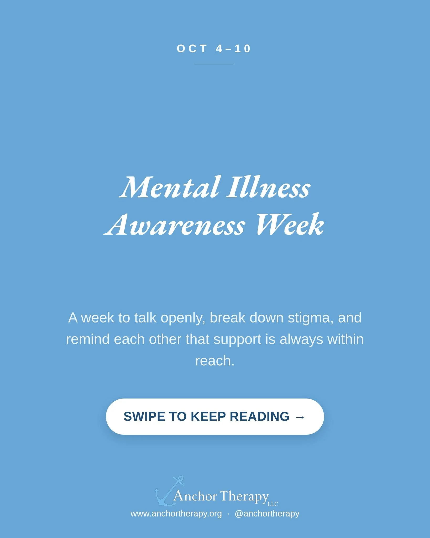 This week (Oct 4&ndash;10) is Mental Illness Awareness Week which is a time to talk openly, break down stigma, and remind each other that support is always within reach. Mental illness touches far more lives than most people realize, and a diagnosis 