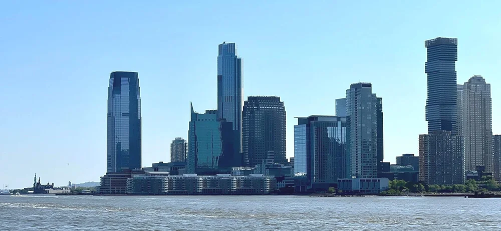 The Jersey City, NJ skyline, where clients connect to online therapy with Anchor Therapy.