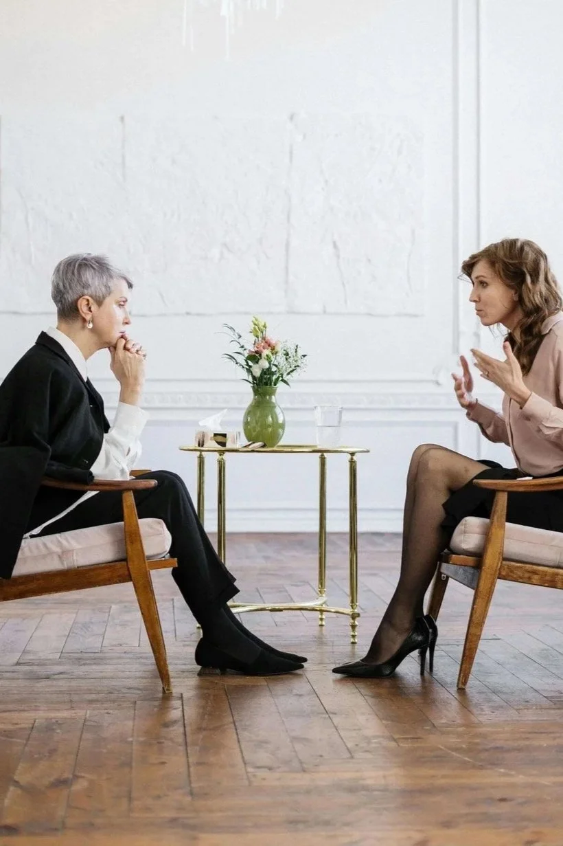 Adult meeting with her in-person therapist in Hoboken, New Jersey