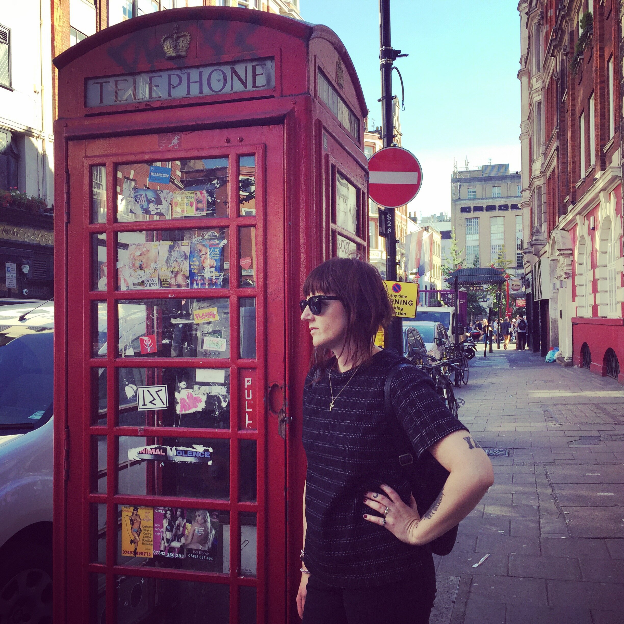  Photo Heather standing by London phone booth 