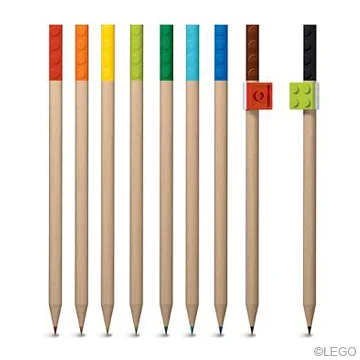  Colored Pencils With Real Lego Brick Clips 