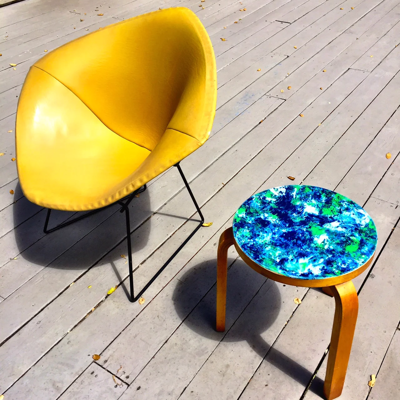 Re-imagined Alvar Aalto Stool with Bertoia Chair