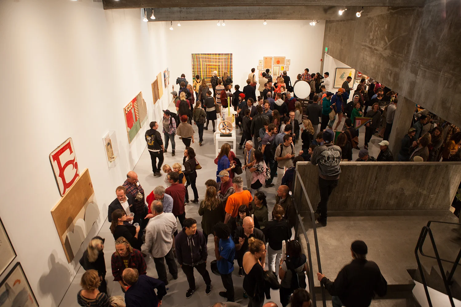 Opening night, September 12, 2013, at the Walter + McBean Galleries, San Francisco Art Institute. It was an explosive turnout, with live music outside and a clear starry night above. Photo Credit: Walter + McBean Galleries, SFAI