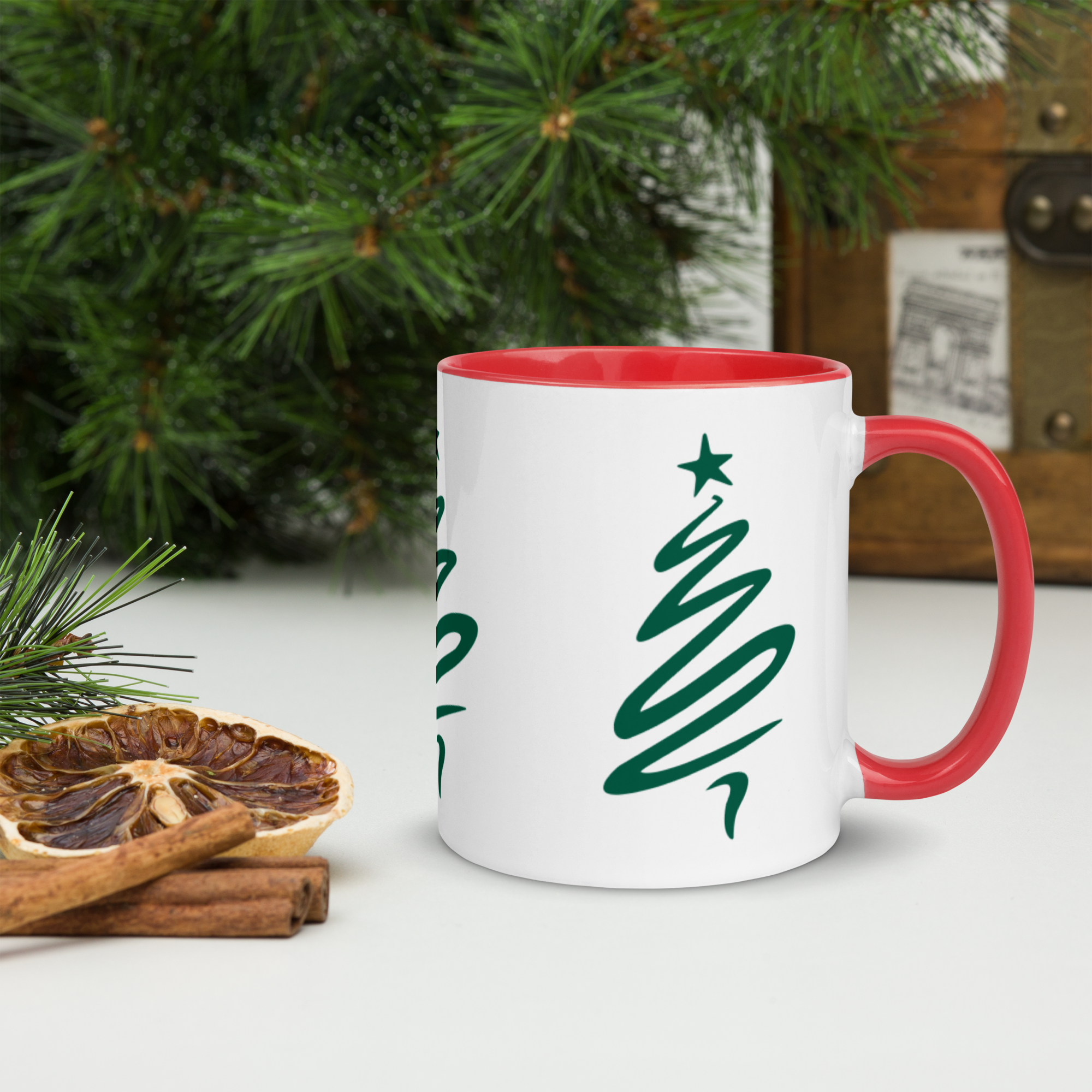 Christmas Tree mug with color inside