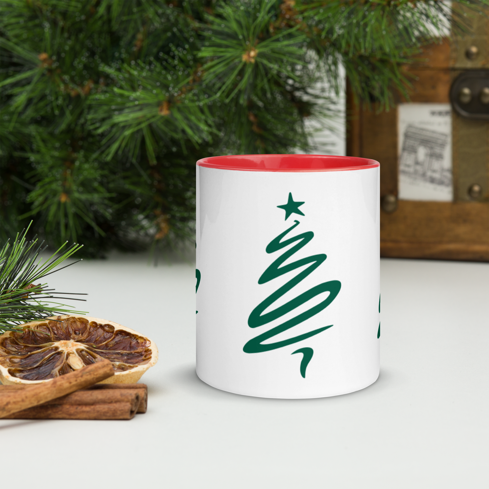Christmas Tree mug with color inside