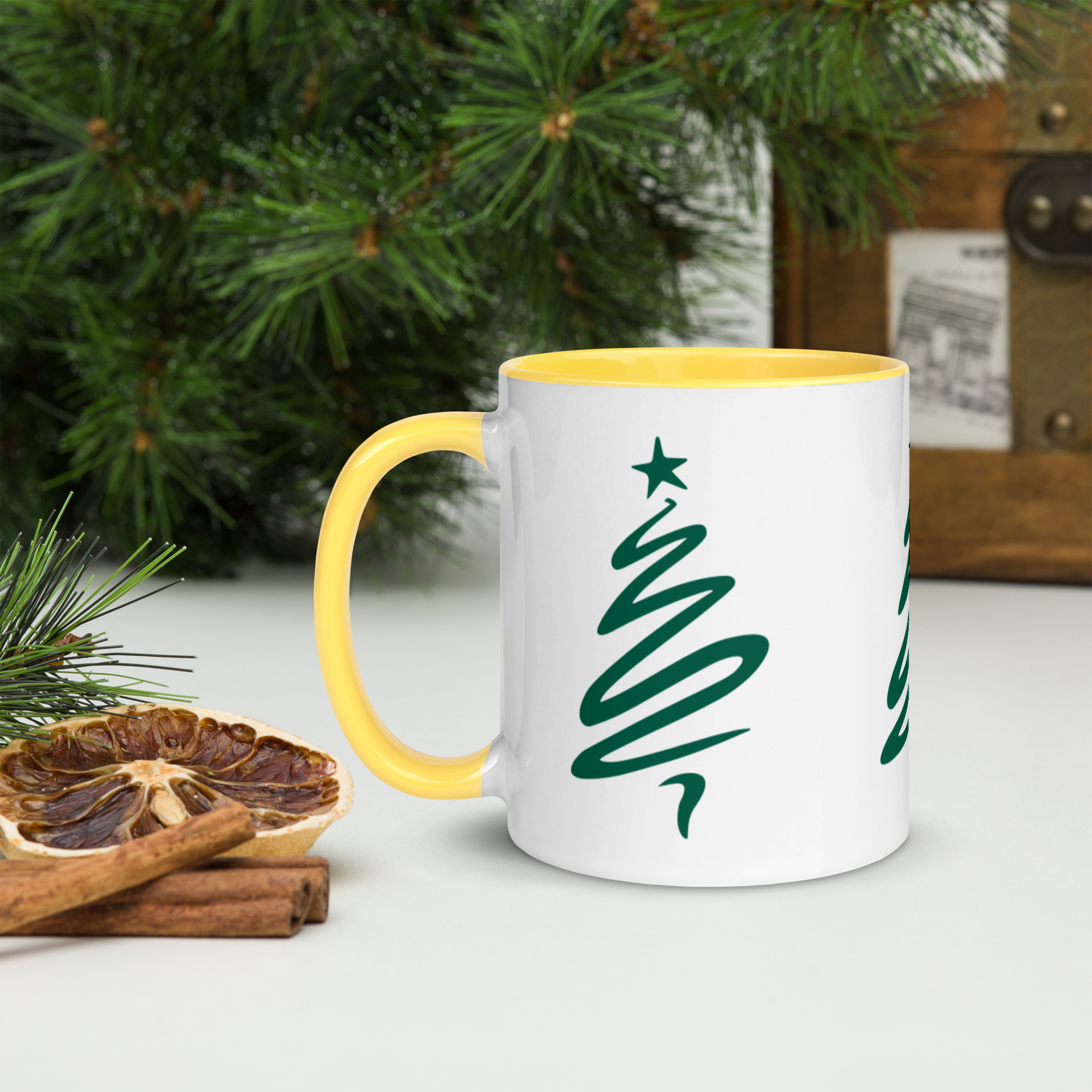 Christmas Tree mug with color inside