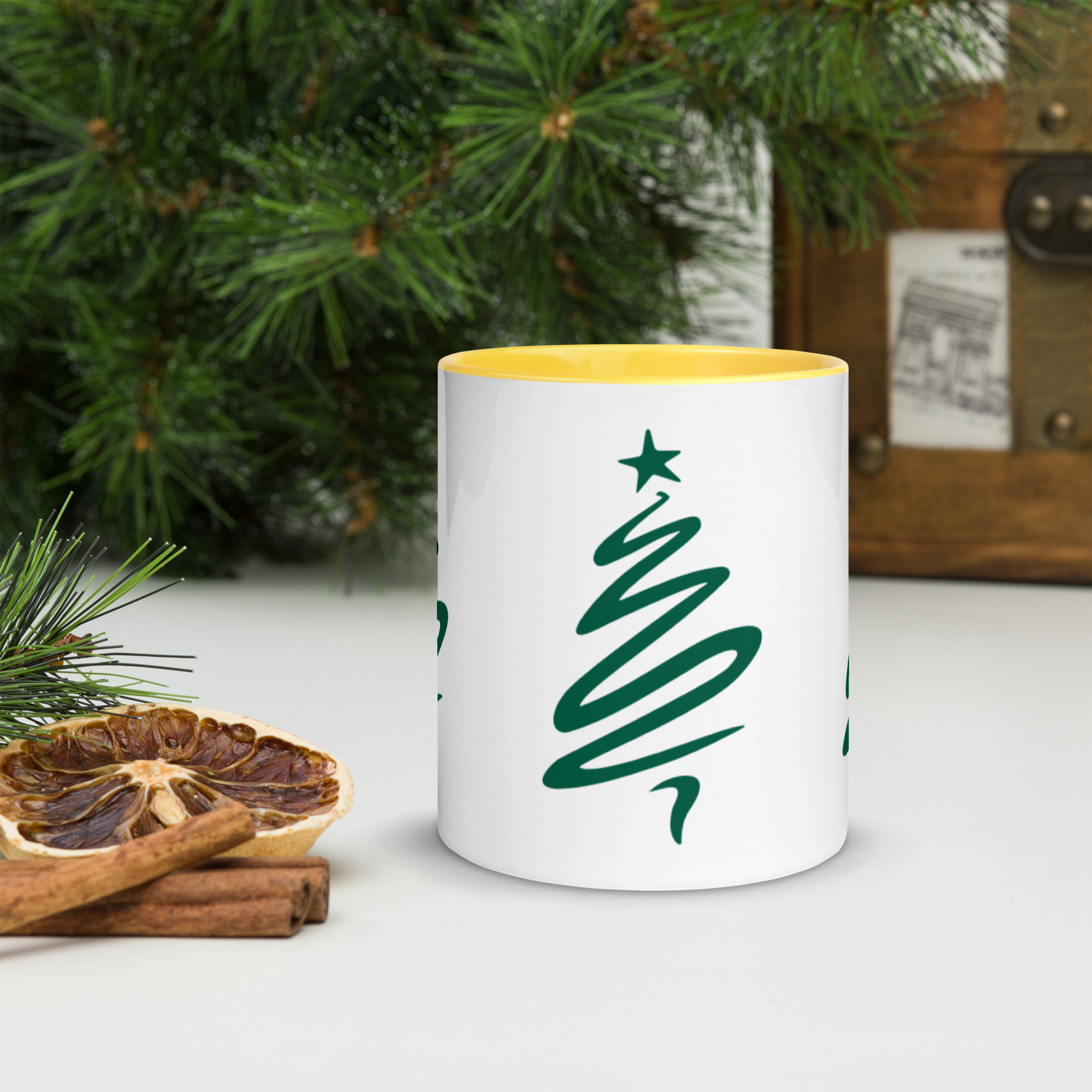 Christmas Tree mug with color inside