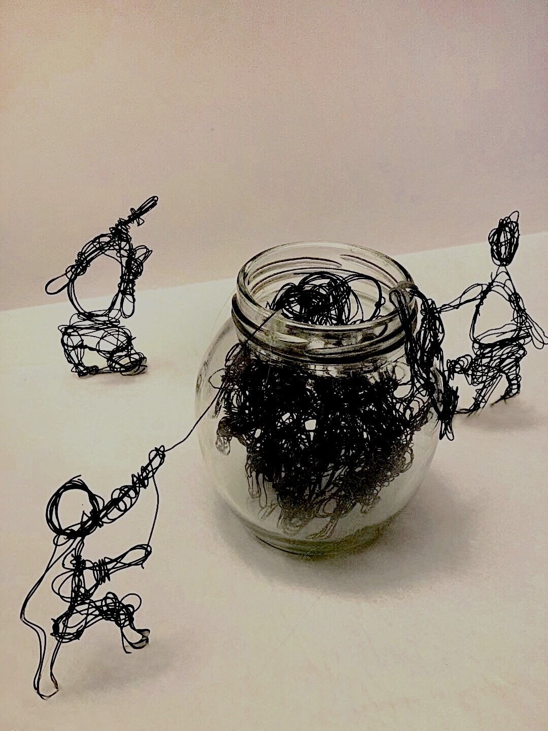  Mellody Chan  Drawing with Wire  ~3.5 x 3.5 x 4 in.  Wire, Glass Jar  Contemporary Practices I, SAIC Fall 2020 