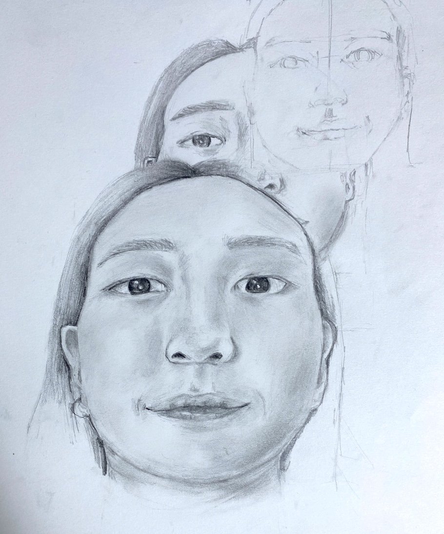  Dahyun Kang  Self-Portrait Studies  16 x 11 in.  Pencil on Paper   