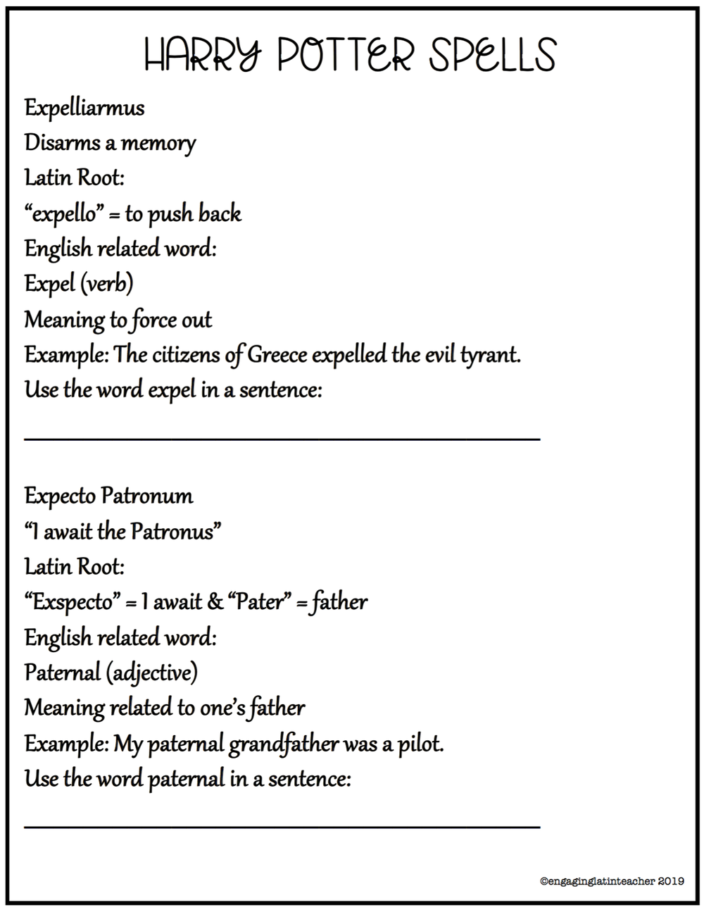 Harry Potter Latin Spells Amy Skillicorn