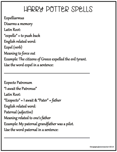 Harry Potter Latin Spells Amy Skillicorn