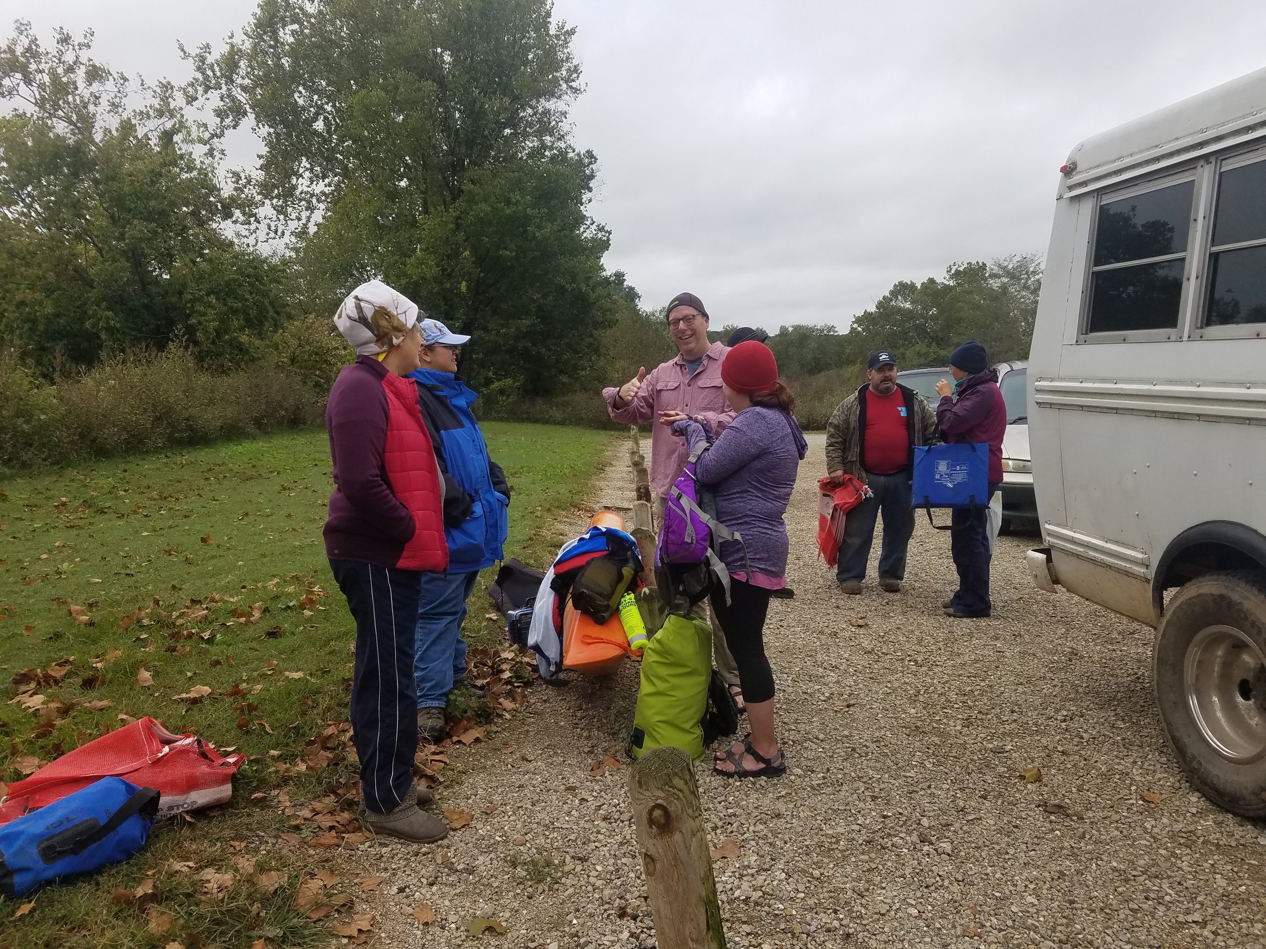  JRBP member Mark O’Dell Telling “sea stories” at H.L. Kerr Access before the getting on the water. 