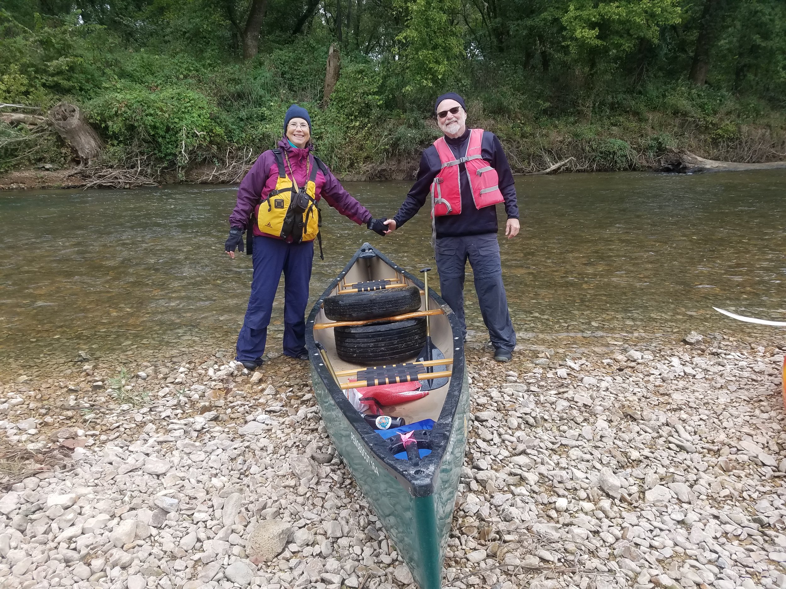  Darlene and Ed Haun, longtime JRBP and Missouri Stream Team members, did their fair share of picking up old tires during the float. 
