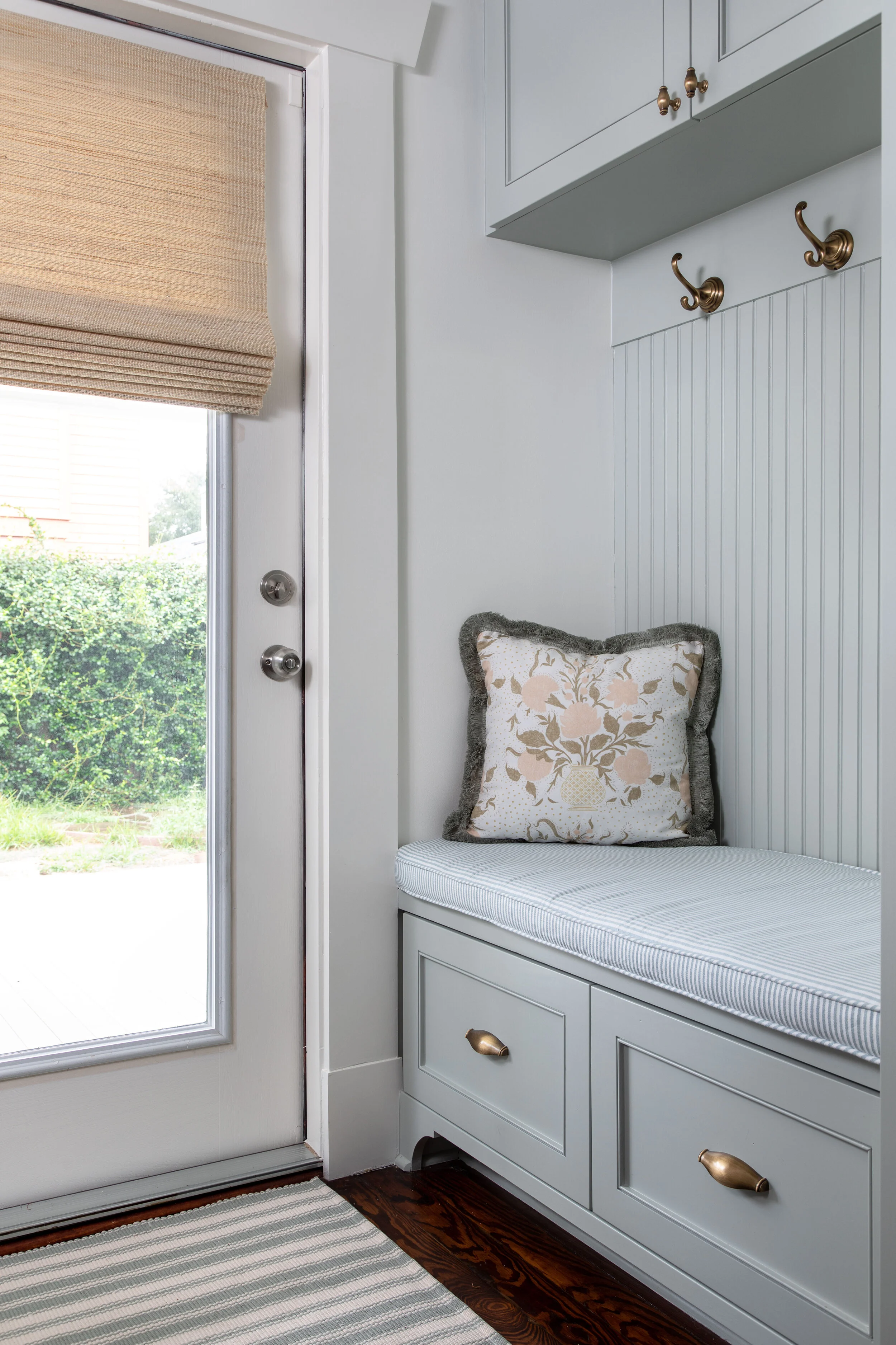 Mud Room with Matching Padded Seat and Cabinets