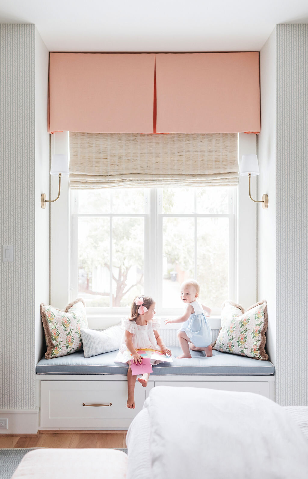 Kids Playing in the Window Seat | Houston Interior Design Firm