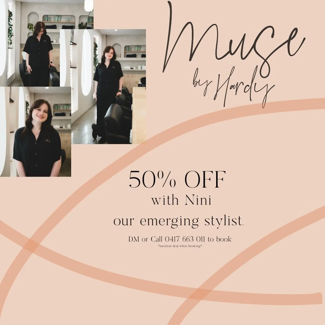 Now offering 50% off colour services with @nini.musebyhardy 

Call or text 0417 663 011 to book now
Conditions apply 
Limited time