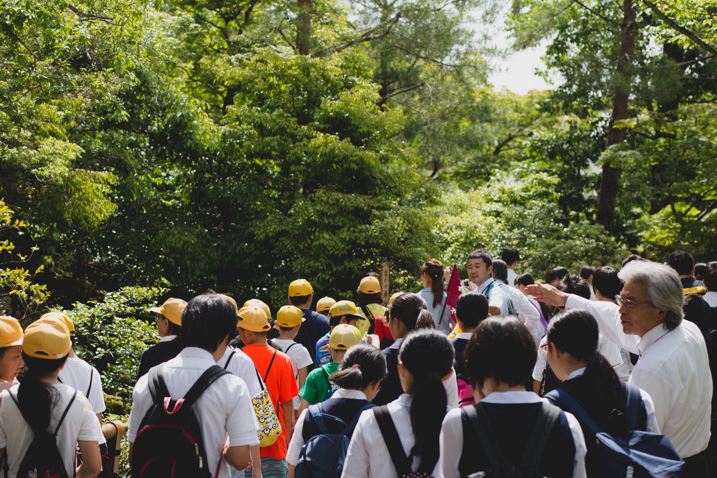  We got to Kinkaku-ji as soon as it opened, but we still got to share it with a few of our closest friends!  There were large school groups touring all of the shrines in Kyoto while we were there.   