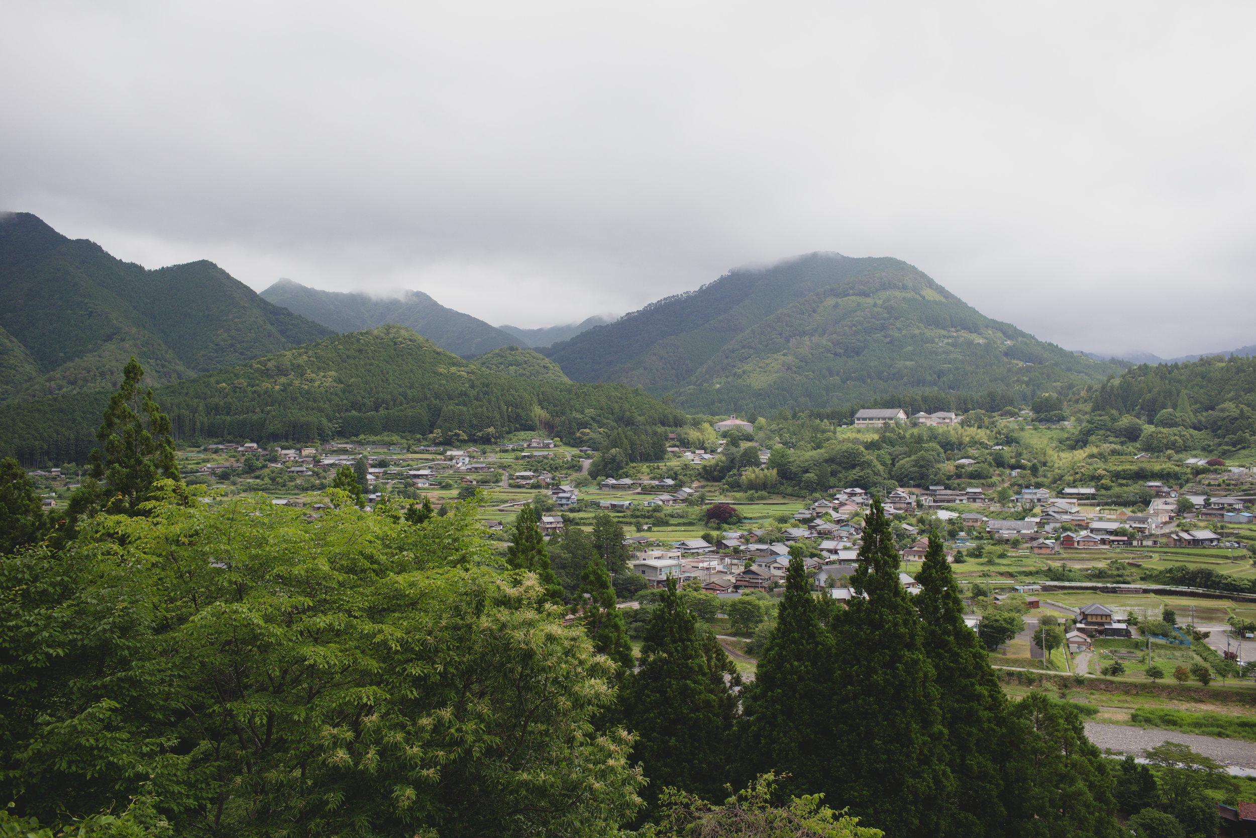 After a full day of hiking through mist and rain  we arrived at Chikatsuyu 